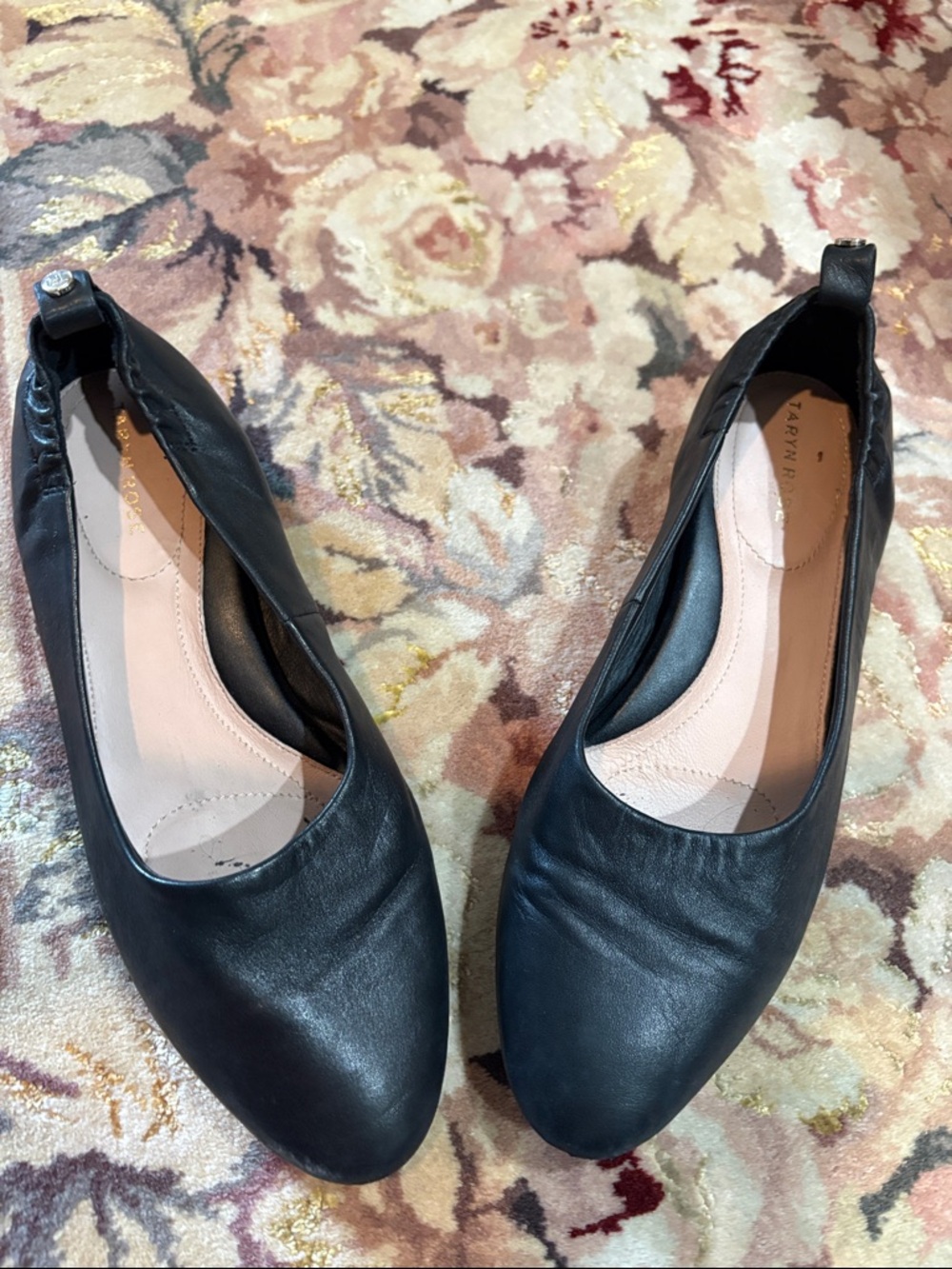 Taryn Rose Black Leather Ballet Flats